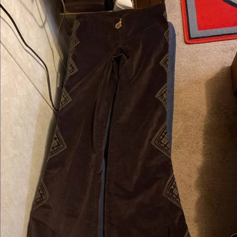 Tory burch brown velvet flare pants